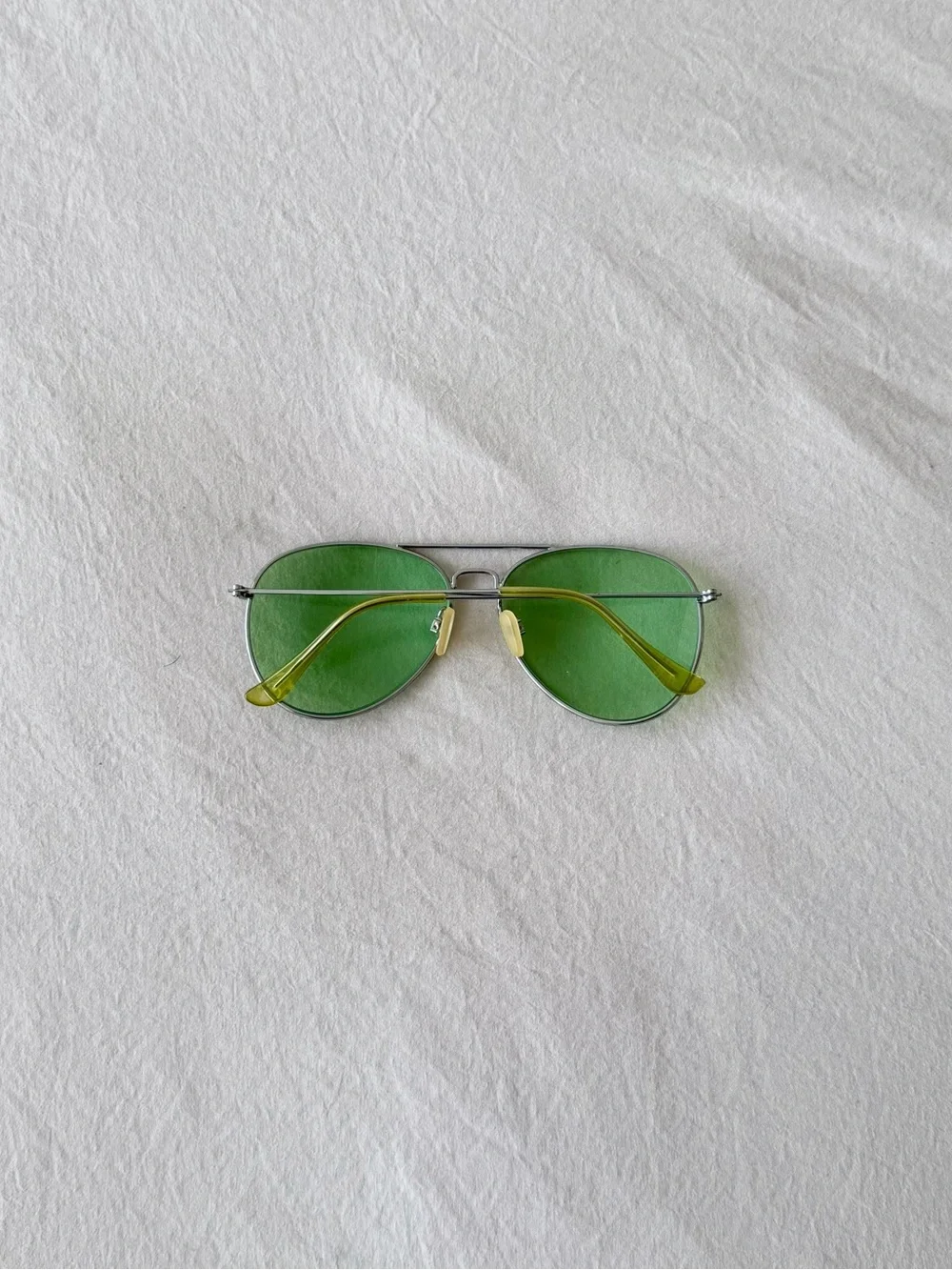 H&M Silver Aviator Sunglasses with Green Lenses